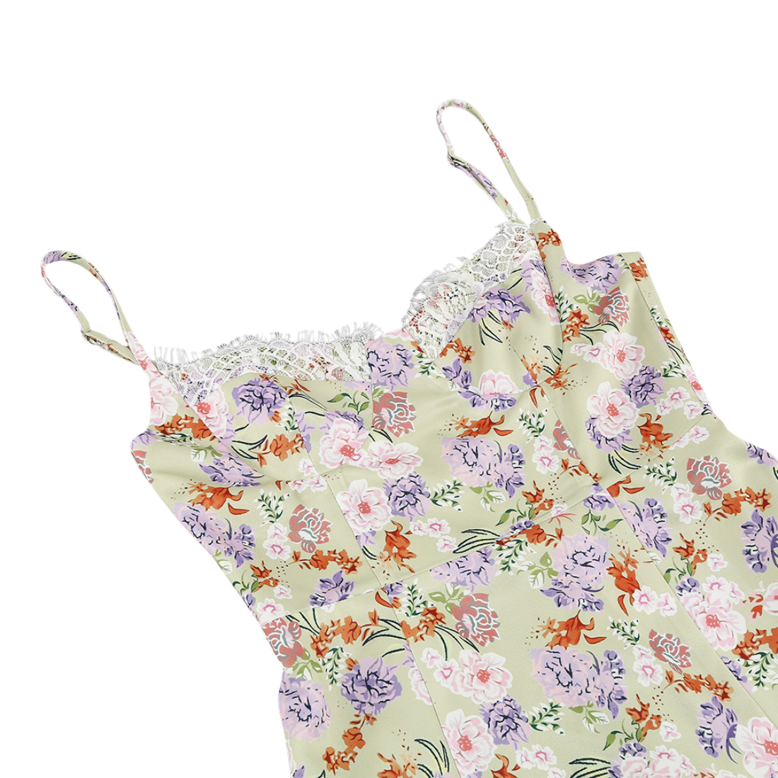 Vacation Midi Mermaid Polyester Sexy Spaghetti Strap Floral Print Slit Dress - MYTHSIS