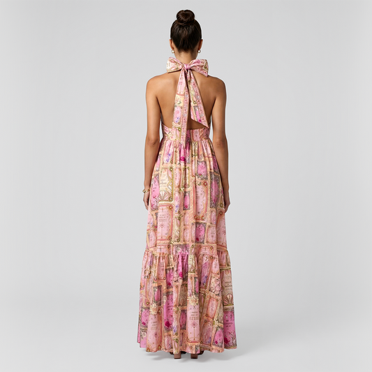 Vacation Maxi A-Line Chiffon Boho V-neck hanging neck Dress - MYTHSIS