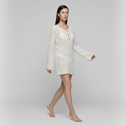 Knitted beach bikini swimsuit cover up one-piece midi dress