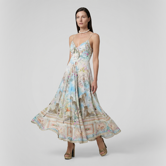 Sexy camisole vacation jumpsuit long maxi skirt