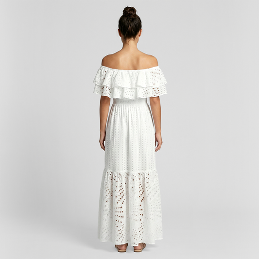 Vacation Maxi A-Line Polyester Elegant Polka-dot Dress - MYTHSIS
