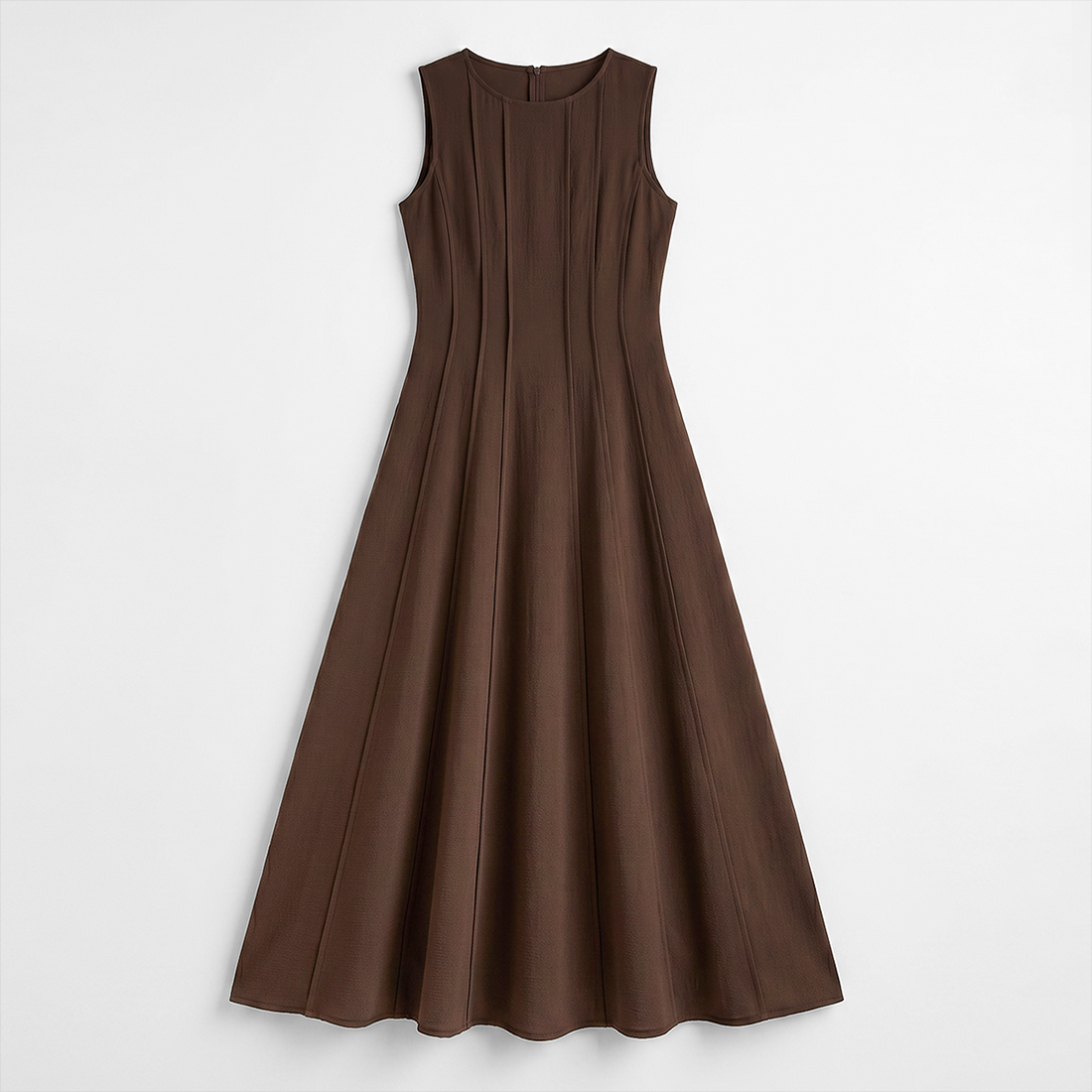 Casual Everyday Maxi A-Line Polyester Chic Round Neck Ruched Sleeveless Dress - MYTHSIS