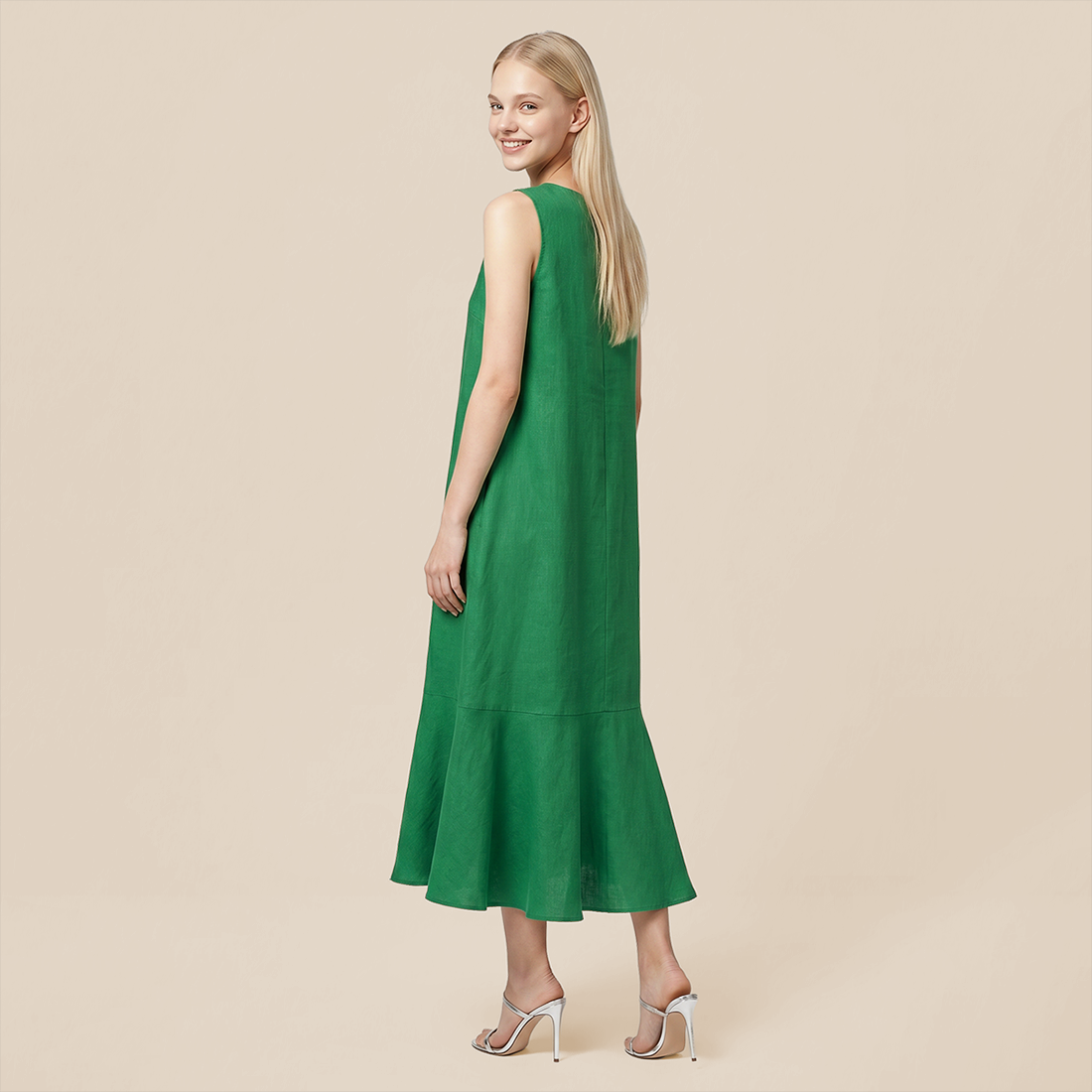 Casual Everyday Maxi A-Line Polyester Simple Deep V-Neck Asymmetric Dress - MYTHSIS