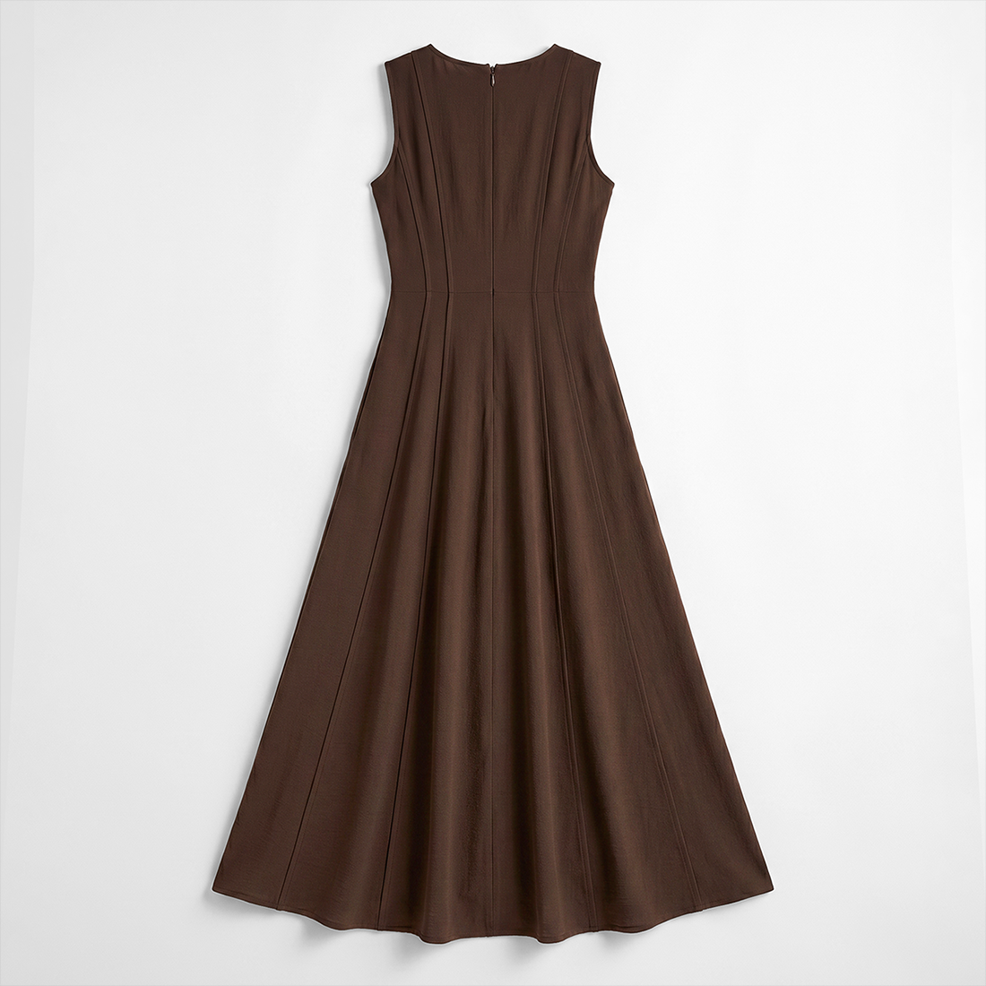 Casual Everyday Maxi A-Line Polyester Chic Round Neck Ruched Sleeveless Dress - MYTHSIS