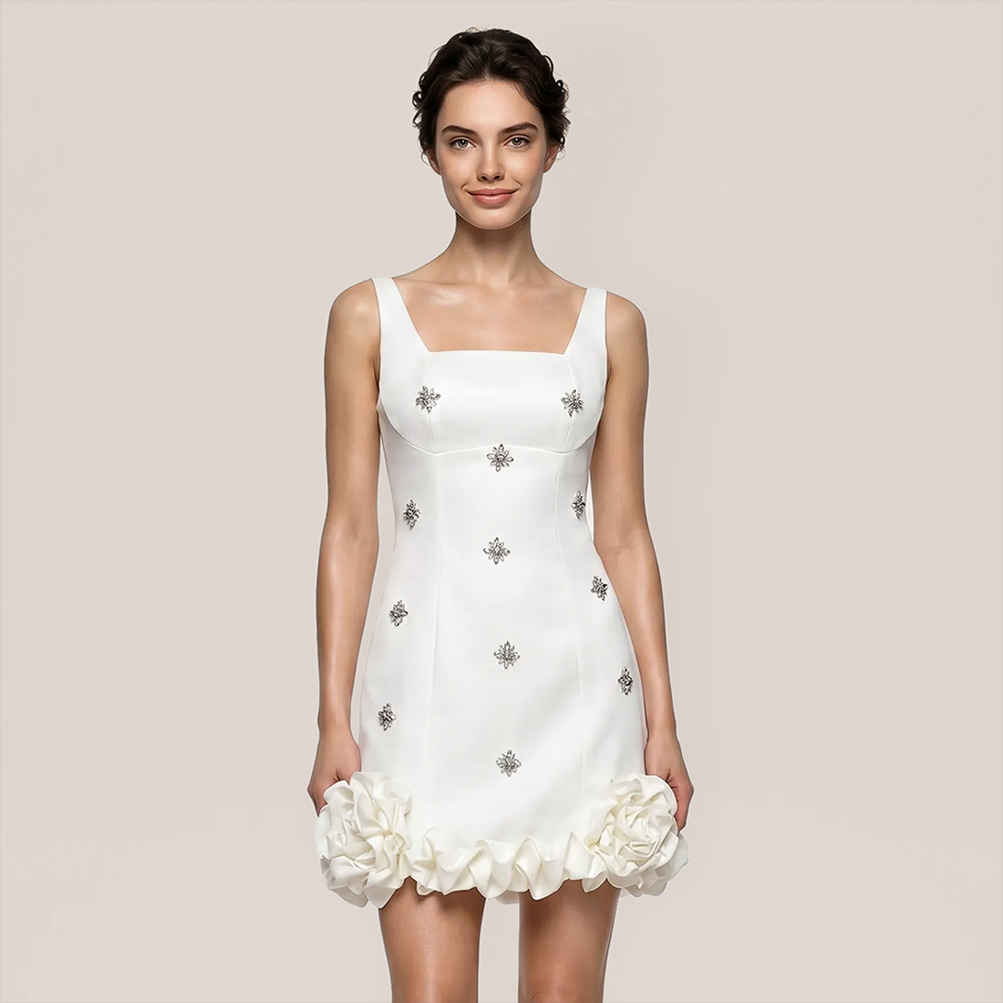 Graduation & Prom Mini Bodycon Polyester Glam Spaghetti Strap Rhinestone Dress - MYTHSIS