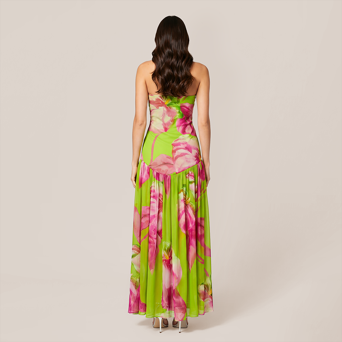 【Vacation】 Midi Irregular Polyester Boho Straight Neck Floral Dress - MYTHSIS
