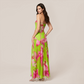 【Vacation】 Midi Irregular Polyester Boho Straight Neck Floral Dress - MYTHSIS