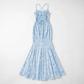 Vacation Maxi Mermaid Polyester Boho Straight Neck Tie-Up Backless Dress - MYTHSIS