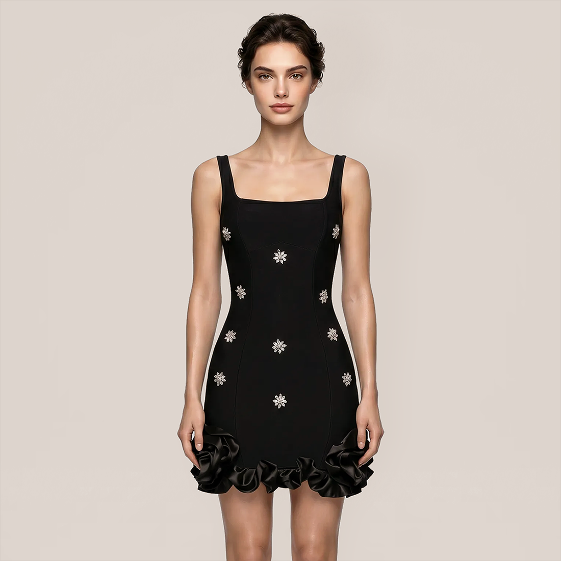Graduation & Prom Mini Bodycon Polyester Glam Spaghetti Strap Rhinestone Dress - MYTHSIS
