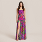【Vacation】 Midi Irregular Polyester Boho Straight Neck Floral Dress - MYTHSIS