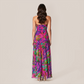 【Vacation】 Midi Irregular Polyester Boho Straight Neck Floral Dress - MYTHSIS