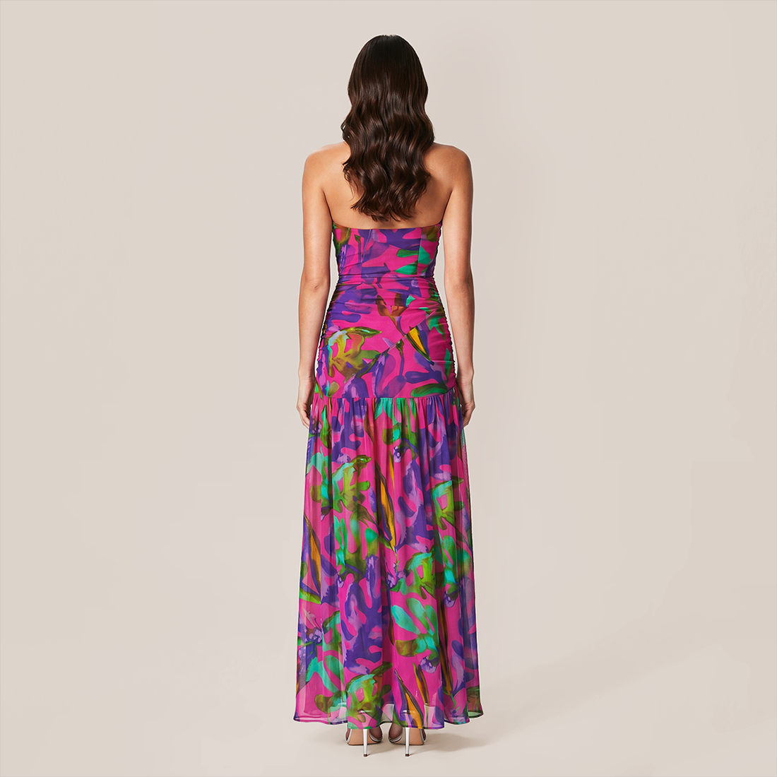 【Vacation】 Midi Irregular Polyester Boho Straight Neck Floral Dress - MYTHSIS
