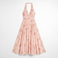 Vacation Maxi A-Line Polyester Boho Halter Neck Floral Print Backless Dress - MYTHSIS