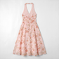 Vacation Maxi A-Line Polyester Boho Halter Neck Floral Print Backless Dress - MYTHSIS