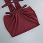 Wholesale Women's Magenta Halter Mini Dress – Crystal Cutout Ruched Bodycon