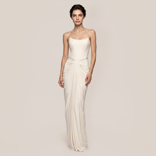 Graduation & Prom Maxi Bodycon Satin Glam Strapless Corset Backless Dress - MYTHSIS