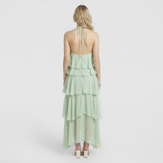 Vacation Maxi Tiered Chiffon Feminine Halter Dress - MYTHSIS