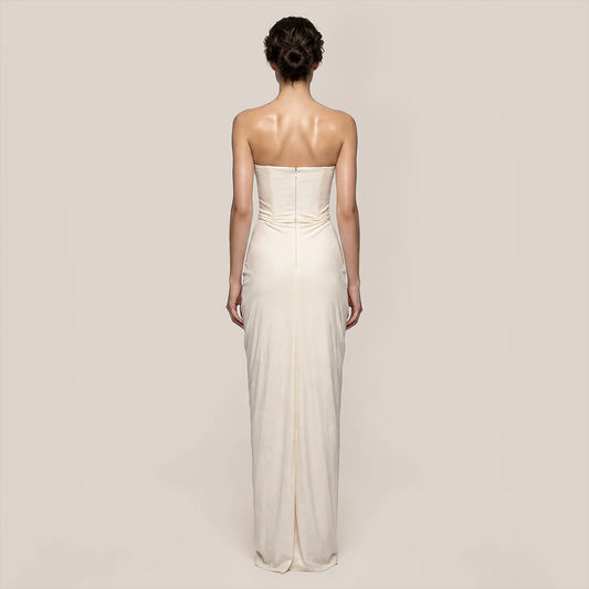 Graduation & Prom Maxi Bodycon Satin Glam Strapless Corset Backless Dress - MYTHSIS