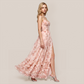 【Vacation】 Maxi A-Line Chiffon Boho V-Neck Floral Spaghetti Strap Dress - MYTHSIS