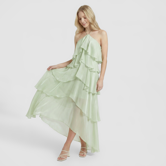 Vacation Maxi Tiered Chiffon Feminine Halter Dress - MYTHSIS