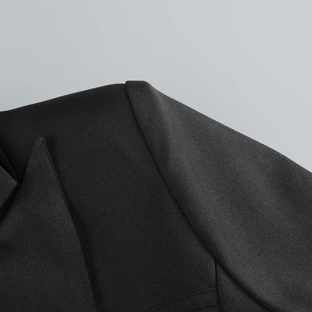 【Party & Event】 Mini Sheath Polyester Sexy Deep V-Neck Cross Tie-Up Blazer Dress - MYTHSIS