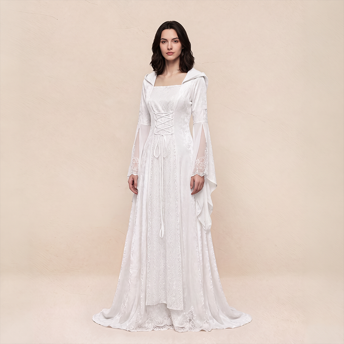 Wholesale Women's Medieval Hooded Witch Costume Long Dress