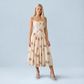 Vacation Maxi Slip Polyester Boho Straight Neck Floral Print Backless Dress - MYTHSIS