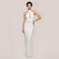 Graduation & Prom Maxi Bodycon Mesh Glam Halter Neck Floral 3D Glove Sleeve Dress - MYTHSIS