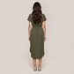 Casual Everyday Midi Wrap Polyester Simple Solid Color V-Neck Dress - MYTHSIS