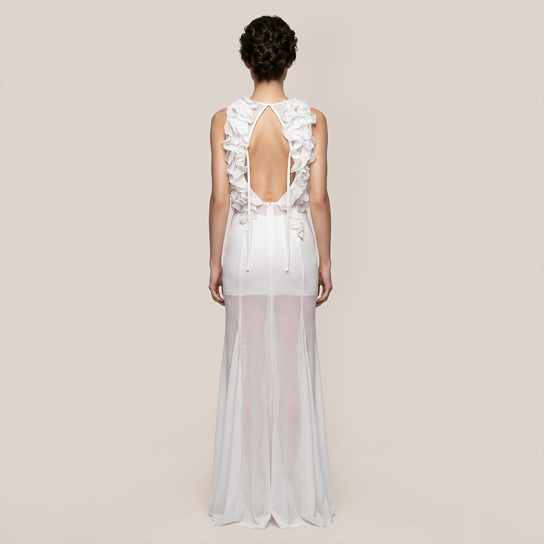 Graduation & Prom Maxi Bodycon Polyester Sexy Spaghetti Strap Floral Mesh Cutout Dress - MYTHSIS