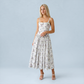 Vacation Maxi Slip Polyester Boho Straight Neck Floral Print Backless Dress - MYTHSIS