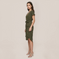 Casual Everyday Midi Wrap Polyester Simple Solid Color V-Neck Dress - MYTHSIS