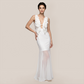 Graduation & Prom Maxi Bodycon Polyester Sexy Spaghetti Strap Floral Mesh Cutout Dress - MYTHSIS