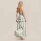 Vacation Maxi A-Line Chiffon Boho V-Neck Floral Print Spaghetti Strap Dress - MYTHSIS