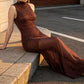 【Party & Event】 Maxi Mermaid Tulle Polyester Sexy Mock Neck Rhinestone Dress - MYTHSIS
