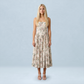 Vacation Maxi Slip Polyester Boho Straight Neck Floral Print Backless Dress - MYTHSIS
