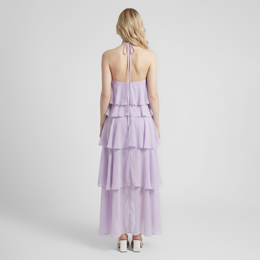 Vacation Maxi Tiered Chiffon Feminine Halter Dress - MYTHSIS