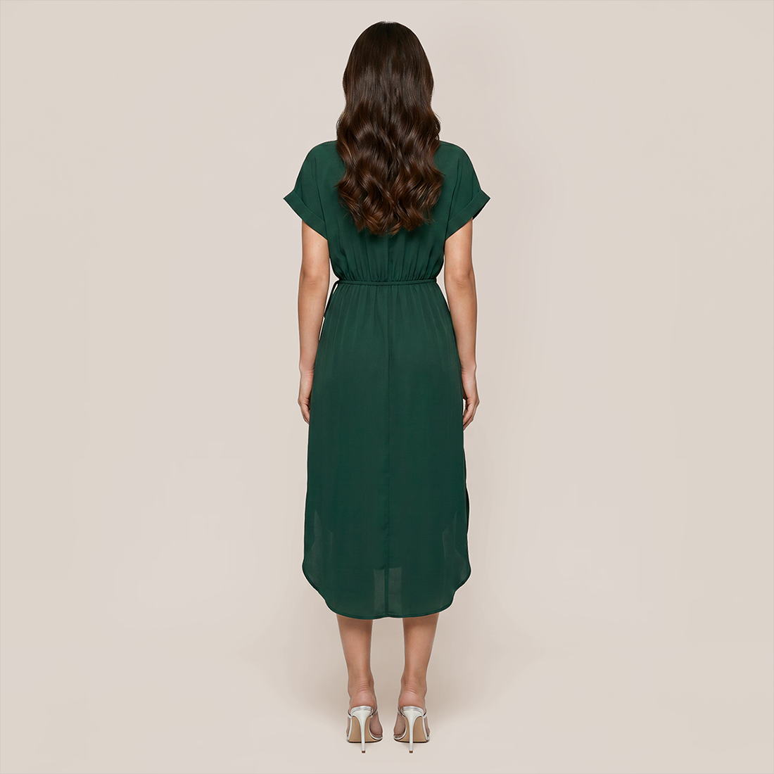 Casual Everyday Midi Wrap Polyester Simple Solid Color V-Neck Dress - MYTHSIS