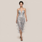 【Party & Event】 Midi A-Line Sequin Glam Strapless Fringe Dress - MYTHSIS