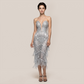【Party & Event】 Midi A-Line Sequin Glam Strapless Fringe Dress - MYTHSIS