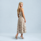 Vacation Maxi Slip Polyester Boho Straight Neck Floral Print Backless Dress - MYTHSIS