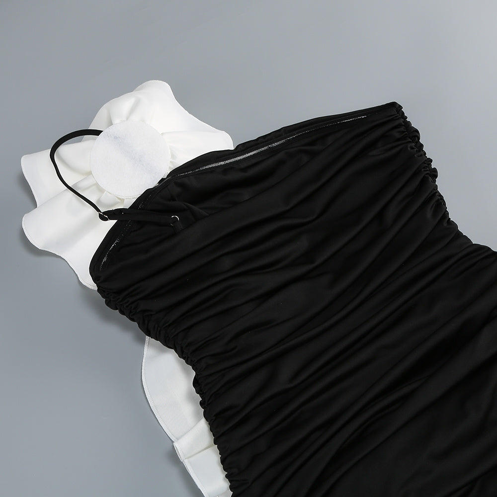 【Party & Event】 Maxi Mermaid Acetate Satin Triacetate Sexy Strapless 3D Flower Dress - MYTHSIS