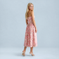 Vacation Maxi Slip Polyester Boho Straight Neck Floral Print Backless Dress - MYTHSIS