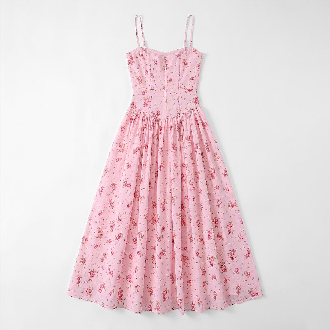 Vacation Midi A-Line Polyester Boho Strapless Floral Print Backless Dress - MYTHSIS