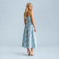 Vacation Maxi Slip Polyester Boho Straight Neck Floral Print Backless Dress - MYTHSIS
