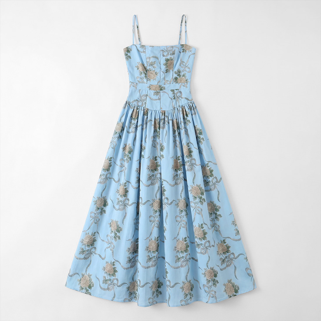 Vacation Midi A-Line Polyester Boho Strapless Floral Print Backless Dress - MYTHSIS