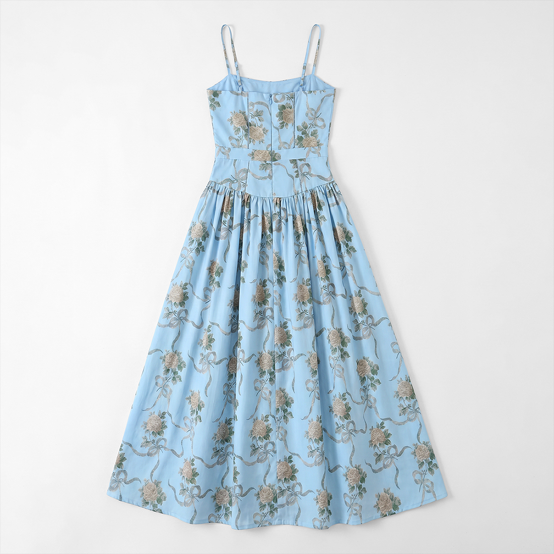 Vacation Midi A-Line Polyester Boho Strapless Floral Print Backless Dress - MYTHSIS