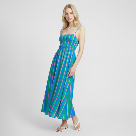Striped Sling Summer Maxi Dress