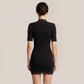 【Party & Event】 Mini Bodycon Knit Glam Half-Open Neck Lace Spliced Dress - MYTHSIS