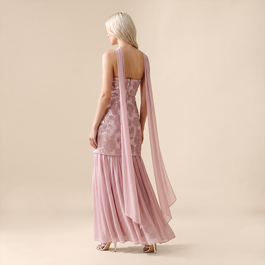 Wedding Guest Mini Sheath Polyester Glam Strapless Sequin 3D Flower Dress - MYTHSIS